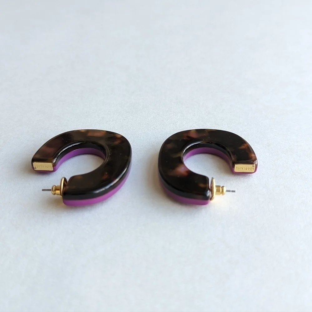 Kate Spade NY Resin 'Urban Jungle' Two Tone Hoop Earrings Purple, Tortoise